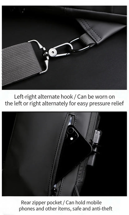 Homefish New Men's Anti Theft Chest Pack with USB Charging for Short Distance School Gym