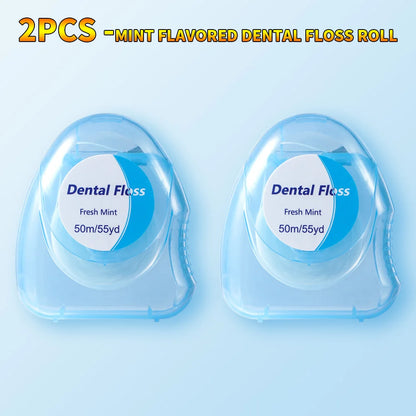 20PCS/12PCS/6PCS/2PCS dental floss roll - mint flavor, 50 meters/roll - suitable for interdental cleaning and oral care tools