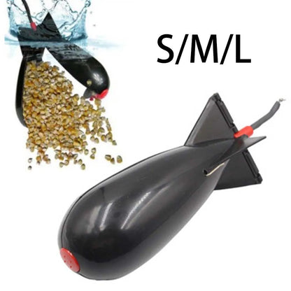 Fishing Rocket Feeder Carp Fishing Rocket Feeder Spod Bomb Float Lure Bait Holder Pellet Rocket Feeder Black Fishing Accessory