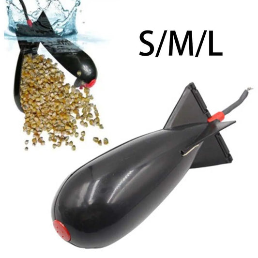 Fishing Rocket Feeder Carp Fishing Rocket Feeder Spod Bomb Float Lure Bait Holder Pellet Rocket Feeder Black Fishing Accessory