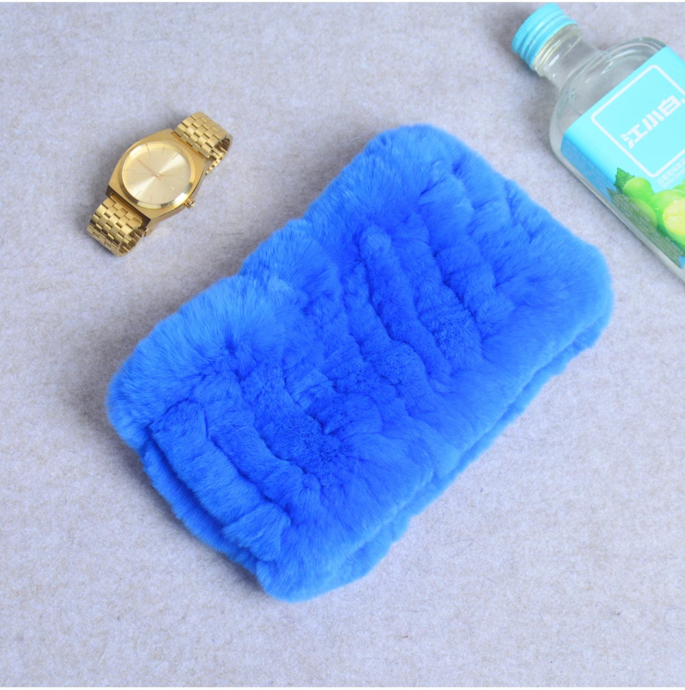 Women Handmade Stretch 100% Real Rabbit Fur Scarf Knit Genuine Rex Rabbit Fur Headbands Girls Natural Rabbit Fur Ring Scarves
