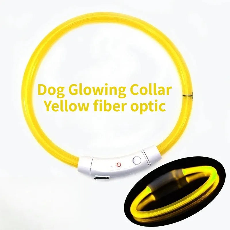 Rechargeable Fiber Optic Dog Collar Luminous Night Glow Pet Accessory Detachable Safety Collar for Enhanced Nighttime Visibi