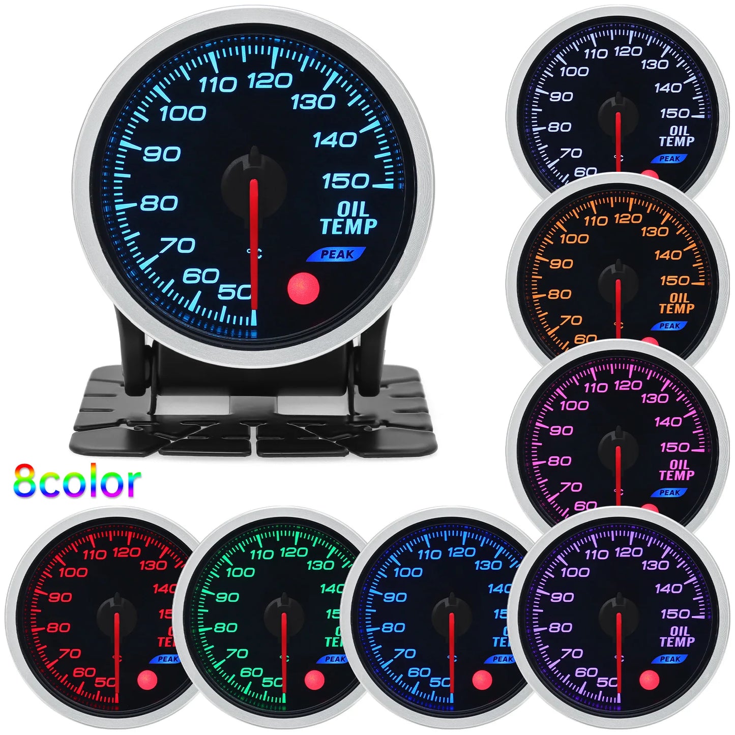 Universal Auto 12V 52mm 8 Color Racing Car Oil Pressure Water Oil Temp EGT Exhaust Temp Turbo Boost Tachometer Gauge Meter