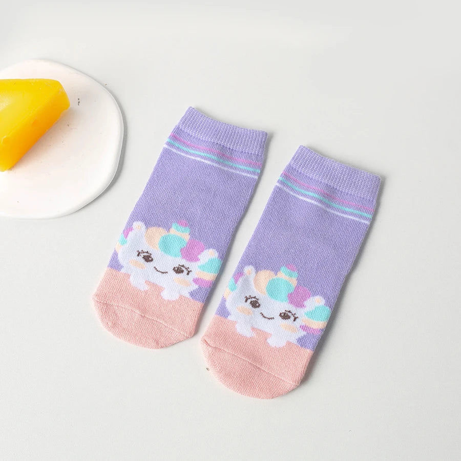 5 Pairs of Kidsren's Socks with Cartoon Cute Unicorn Patterns for Girls and Babies, Versatile Trendyy Bow Mid-Calf Socks, Suitable for Daily Casual Life