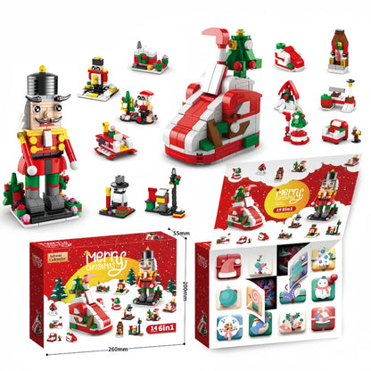 Knew Built Christmas Gift Building Blocks Toys - Fun Blind Box Game Santa Christmas Tree Train Reindeer Shoes - Perfect for Kids