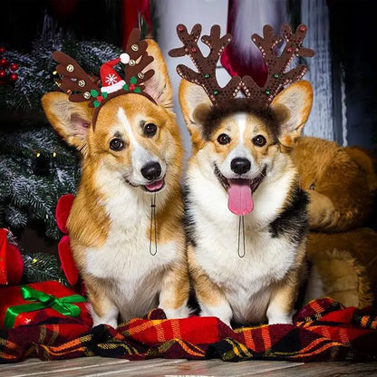 Christmas Decoration Pet Headwear Party Dress Up Antlers Hair Hoops Pet Supplies Christmas Hat Headbands Dog Elk Hair Hoops
