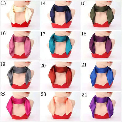 Women New Plain Satin Solid Color 60x60cm Square Scarf Girl Simulation Silk Performance Small Scarves Best Party Gift