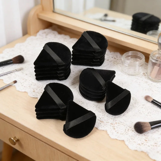 Triangle Velvet Powder Puff Black Soft Makeup Sponge for Foundation Blending Face Cosmetic Beauty Tool