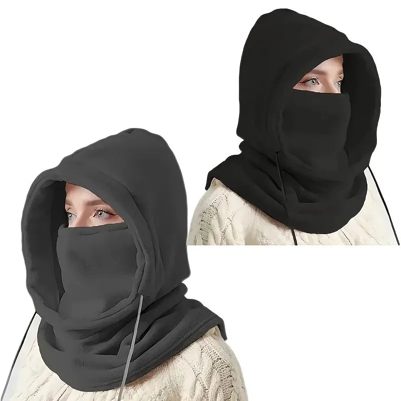 Unisex Winter Balaclava Hat - Windproof Mask with Drawstring, Motorcycle Riding Headwear Warm Winter Hat for Cold Weather