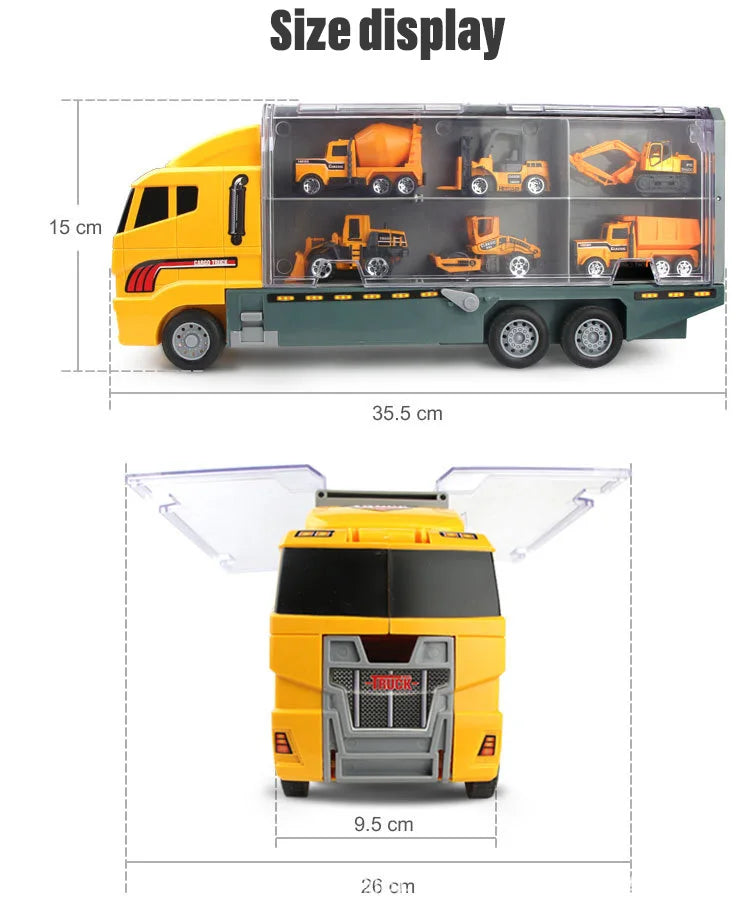 10 In 1 Construction Toys Truck Storage Die-cast Vehicle Transporter Car Set Excavator Dump Truck Digger Backhoe for Kids Gift