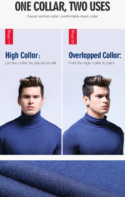 Men's thermal underwear in turtleneck lapel autumn thin Modal autumn and winter long-sleeved base shirt single slim-fit top