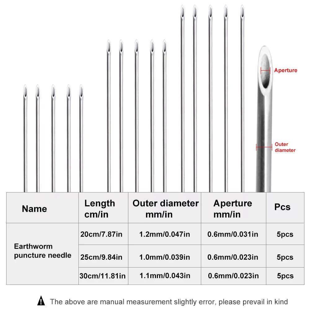 Earthworm Hooking Needle Stainless Steel Earthworm Gas Needle Portable Hollow Fishing Worm Penetrating Driller Fish Tool