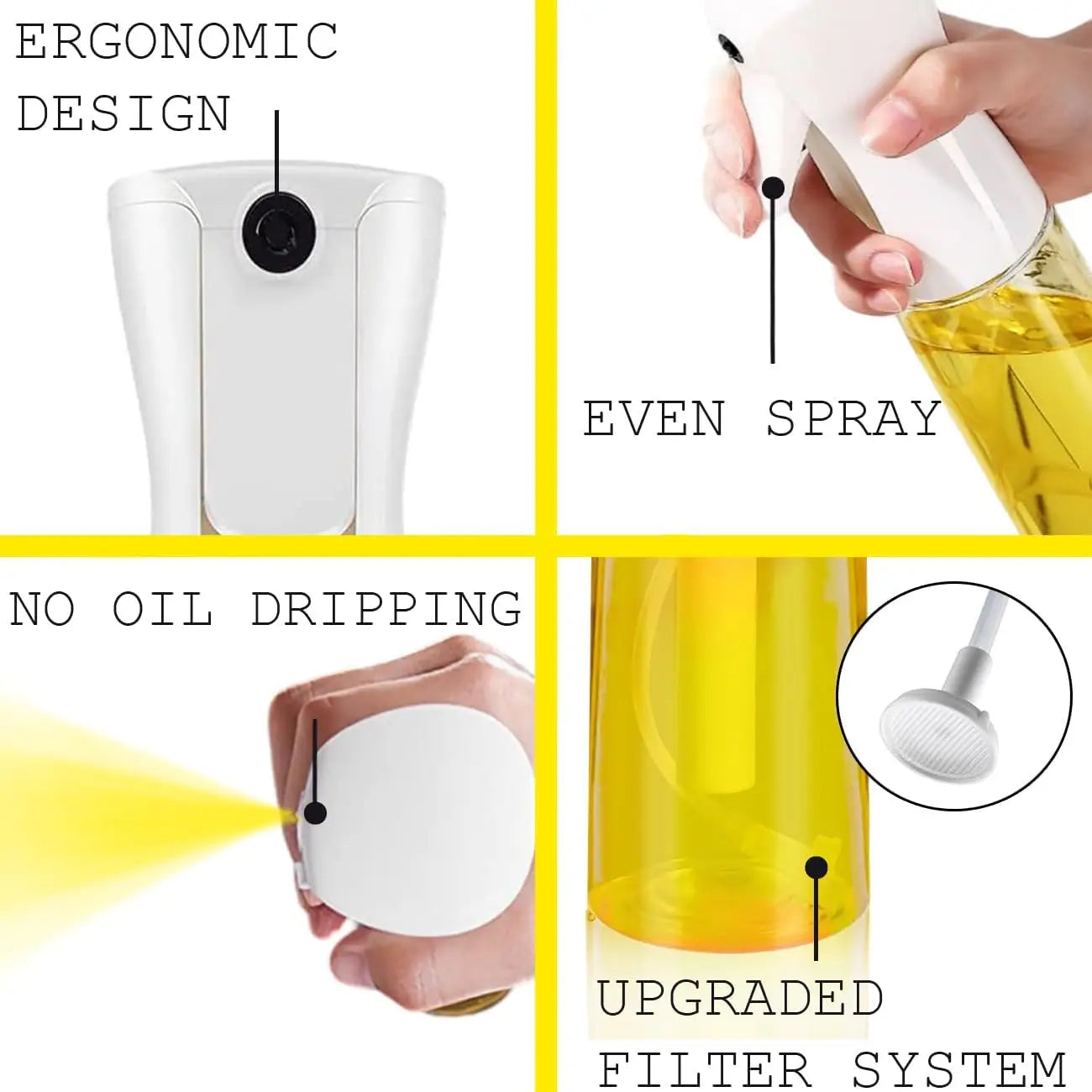 500/300/200ml Oil Sprayer for Cooking Air Fryer Oil Spray Bottle Mister for Kitchen Baking Olive Salad Refillable Oil Dispenser