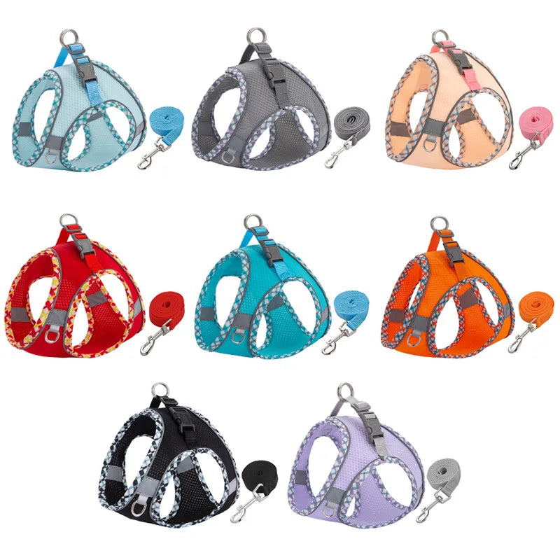 Pet Dog Harness and Leash Set for Small Medium Dogs Outdoor Walking Reflective Cat Vest Harness Chihuahua Yorkie Pet Supplies