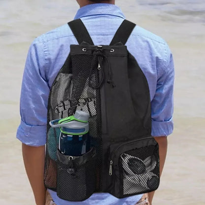 Drawstring Beach Storage Bag Sports Backpacks Basketball Bag Men Women Beach Backpacks Summer Swim Rucksack Mesh Sports Bag
