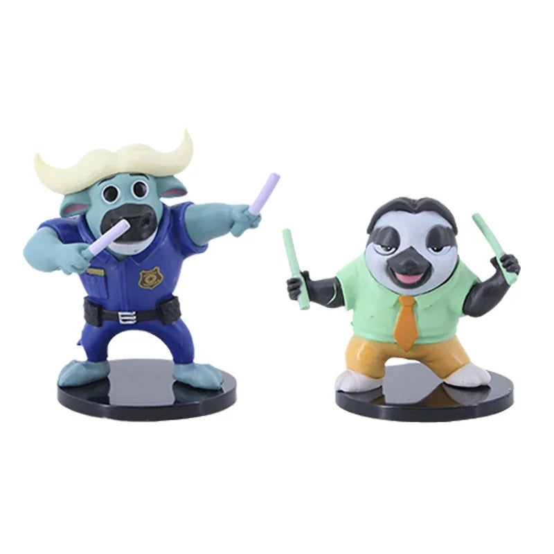 6pcs/set Zootopia Zootropolis Concert Judy Hopps Nick Wilde Cartoon Movie Action Figure Toys Collection Model Cute Doll Gift