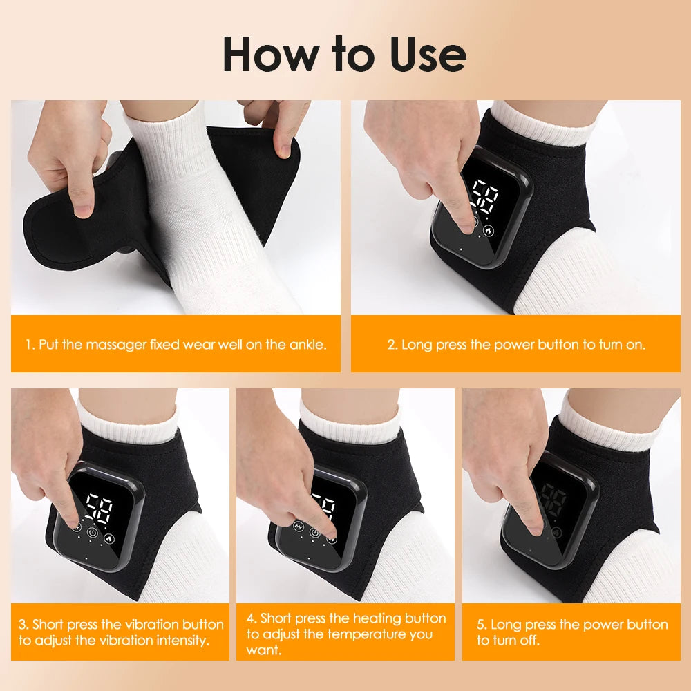 Cordless Heating Ankle Wrist Brace Vibration Massager Electric Hot Compress Massage Ankle Guard Wristband Hand Foot Protector
