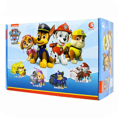 4PCS/SET Genuine Paw Patrol Vehicle Chase Skye Marshall Rubble Pull Back Cars Playset Action Figure Children Toys Birthday Gifts