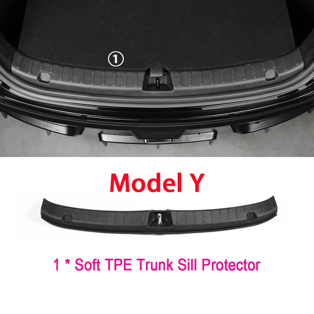 Rear Trunk Bumper Protector Guard For Tesla Model Y Juniper Launch Accessories 2025 2026 Trunk Threshold Sill Cover Mat Plate