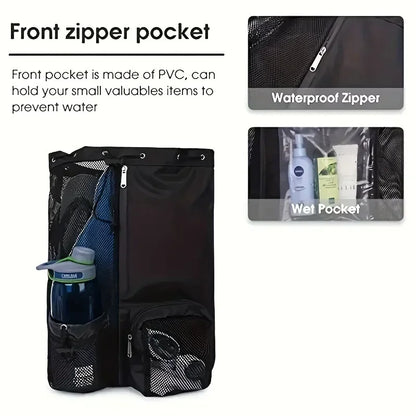 Swimming Bag Mesh Drawstring Backpack Convenient To Carry Beach Diving Backpack Wet Backpack Gym Sports Backpack