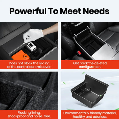 YZ For Tesla Model 3 Highland 2024 Model Y Juniper 2025 Storage Box Center Armrest Hidden Box Cup Holder Organizer Accessories