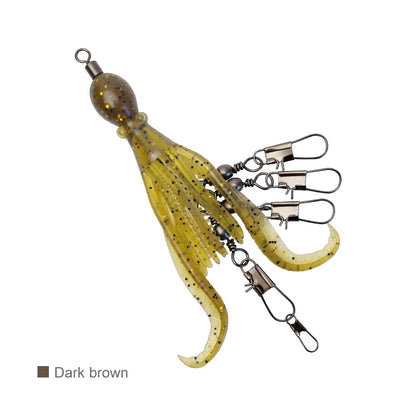 2pcs Silicone Octopus Bait Fishing Connector Pin Set Squid Jig Hook Swivels Bearing Rolling Swivel Solid Ring Tackle for Angling