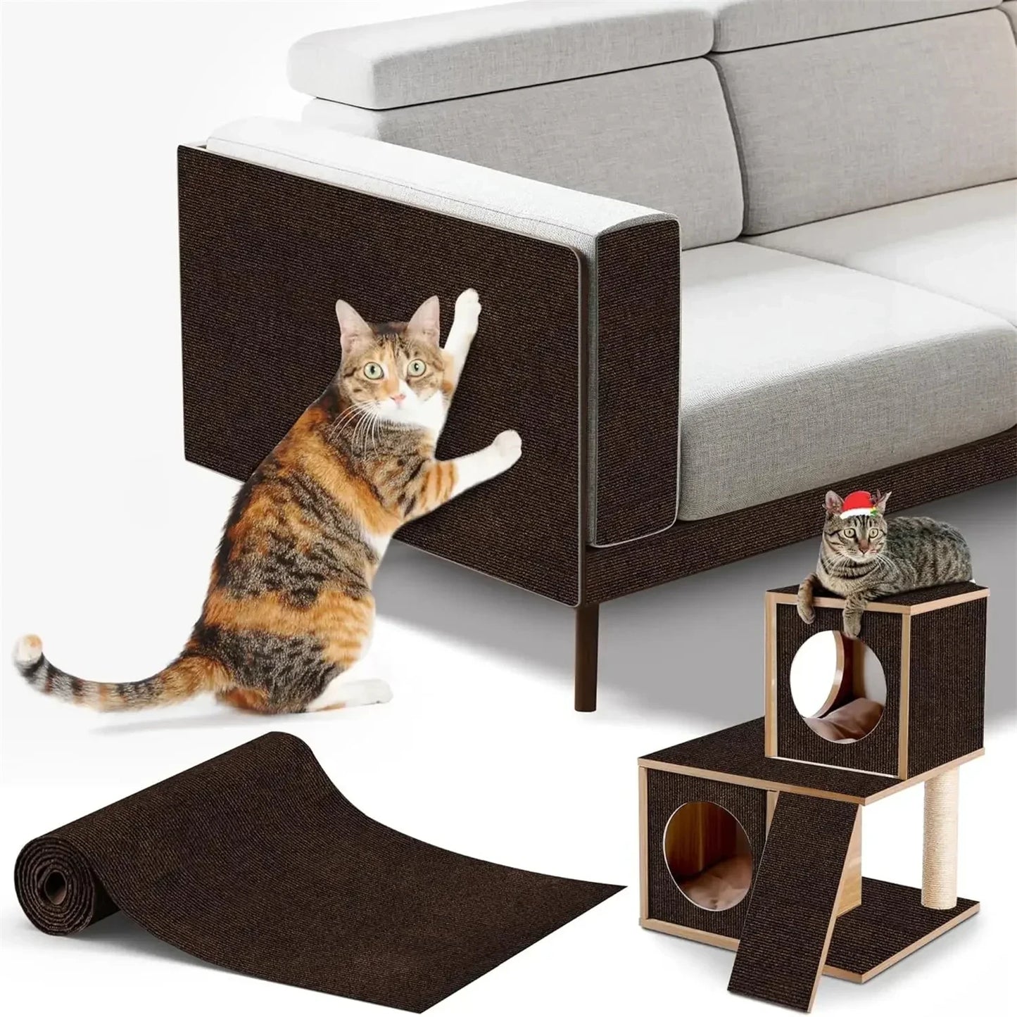 7 Colors Cat Scratcher Sofa Protector Cats Scratcher Pad Board Protection Trimmable Self-adhesive Carpet DIY Cat Scratch Mat