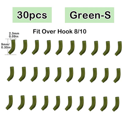 30pcs Terminal Carp Fishing Anti-Tangle Sleeves Connect with Fishing Hook Rubber Tip Tube Positioner Terminal Fishing Tackles