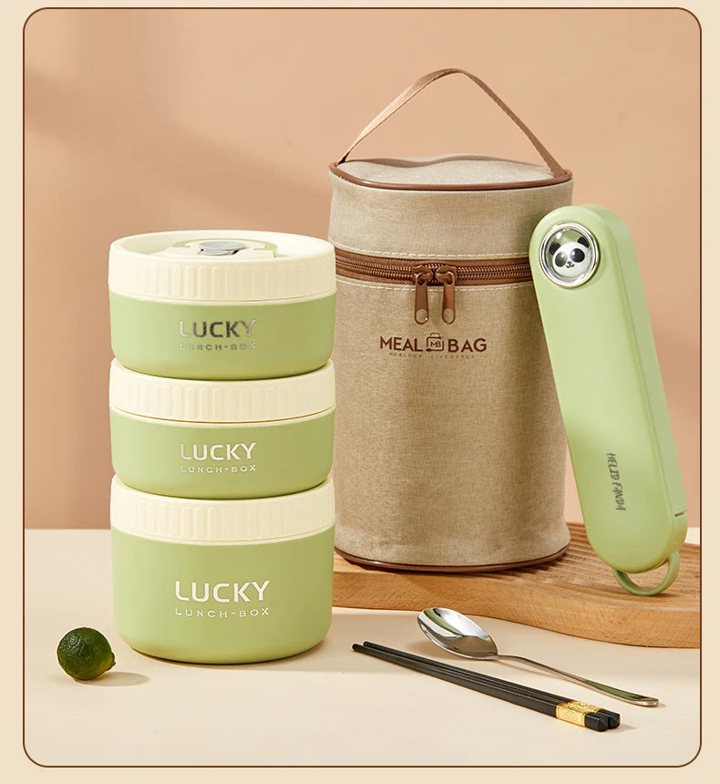 WORTHBUY Portable Sealed Thermal Lunch Box For Kids Stackable Microwave 304 Stainless Steel Bento Box Insulated Food Container