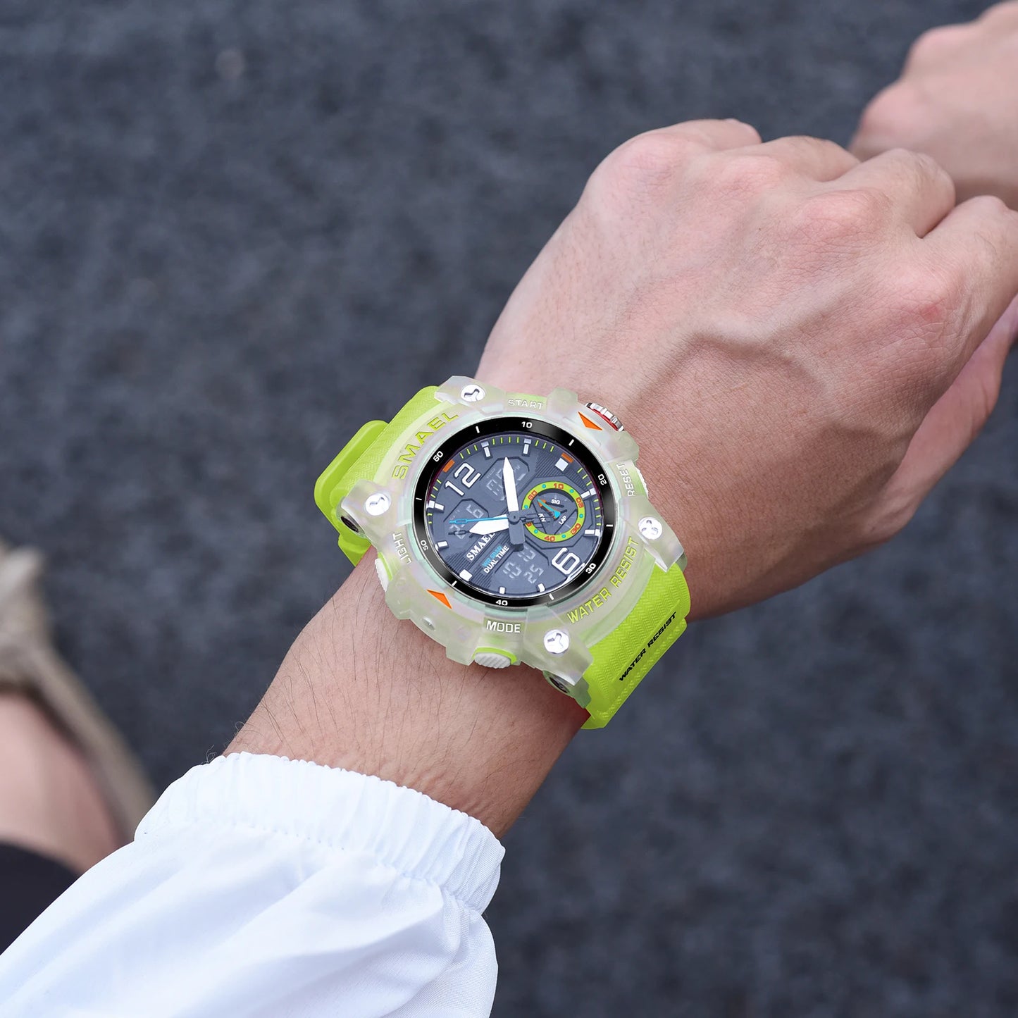 SMAEL Sport Watch Military Wristwatch for Men Alarm Stopwatch LED Digital Back Light Dual Time Display Waterproof Watch Men 8007