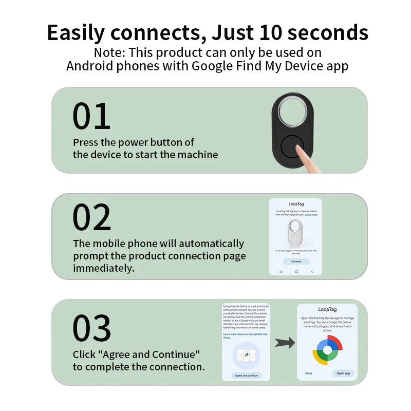 Long Distance Tracker for Samsung Device via Android Google Find Hub App Locator Finder Far Away Positioning Anti-lost Smart Tag