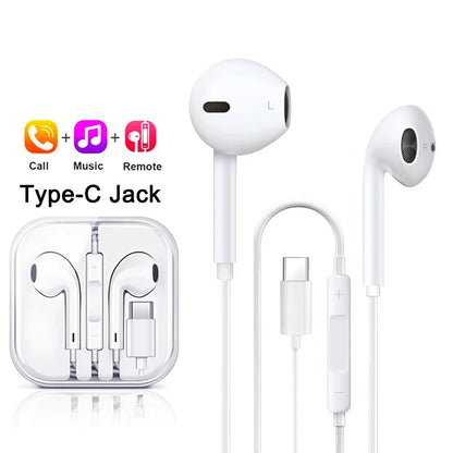 Original Headphones For Apple iPhone 16 15 14 13 11 12 Pro Max Plus In-ear Lightning 3.5MM Wired Bluetooth Earphones Accessories