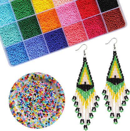 24 Grid 3mm Premium Glass Rice Beads Set 5200pcs Tiny Seed Beads Box Kit for Bracelet Necklaces Jewelry Making DIY Craft Beading