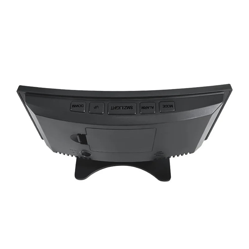 Curved Screen Clock Digital Led Alarm Clock with Temperature Display Large Mirror Clock Snooze Bedside Table Clock Room Decor