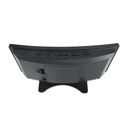 Curved Screen Clock Digital Led Alarm Clock with Temperature Display Large Mirror Clock Snooze Bedside Table Clock Room Decor