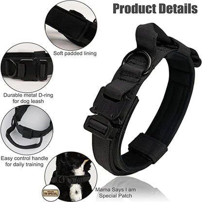 Durable Tactical Dog Collar and Leash Adjustable Military Pet Collar Leash Medium Large Dog German Shepherd Training Accessories