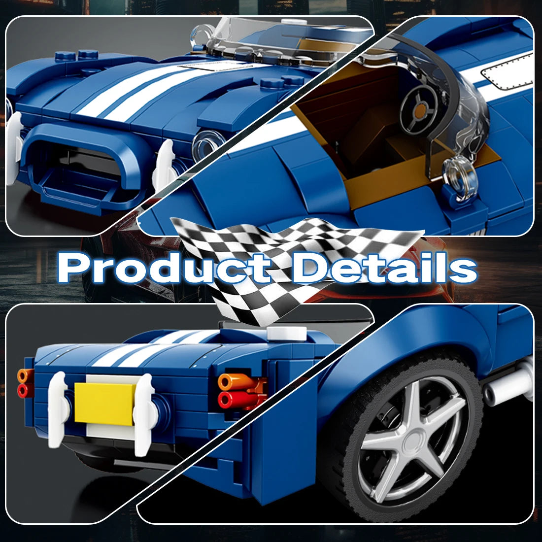 312PCS Blue Sport Car Building Block Set Creative City Vehicle Diy Car Model Bricks Desktop Display Puzzle Toys Holiday Gifts