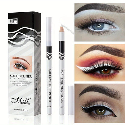 Wooden Rod White Inner Eyeliner Pen Eyelid Under Crease Pen Matte White Pen Beauty Eyeliner Easy Coloring