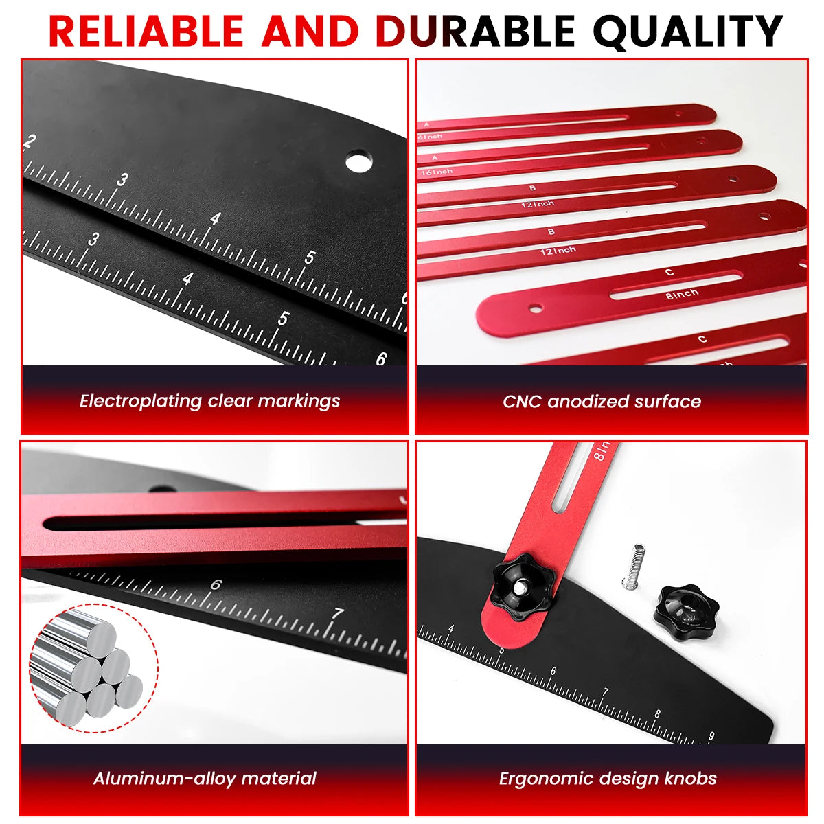 Stair Tread Template Tool - Step Measuring Jig with Ruler and Angle - 10.2In to 60In Guage Wizard Scribe Tool Cutting Guides