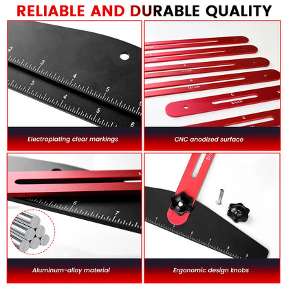 Stair Tread Template Tool - Step Measuring Jig with Ruler and Angle - 10.2In to 60In Guage Wizard Scribe Tool Cutting Guides