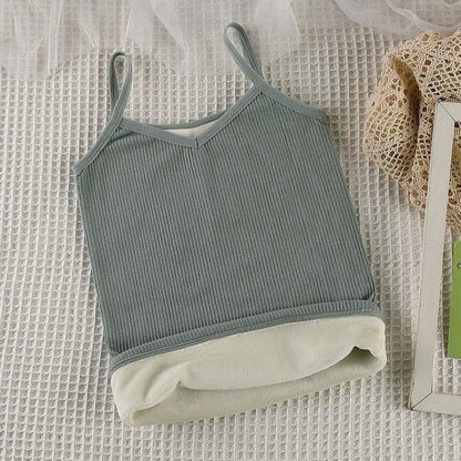 T-shirt Sleeveless Tops Women Winter Warm Underwear Solid Color Thermal Casual Nightwear Sexy Elasticity Female Thin Velvet