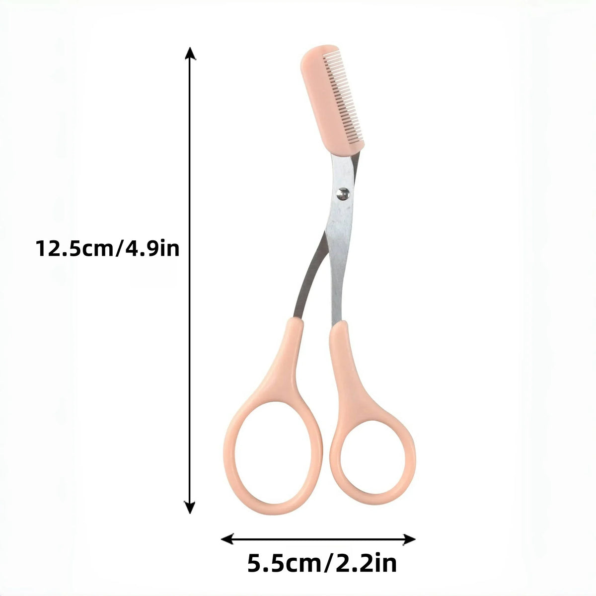 1 Pcs Pink Eyebrow Trimming Scissors with Built-in Comb - Stainless Steel, Precise Grooming Tool, Creating Perfect Eyebrows