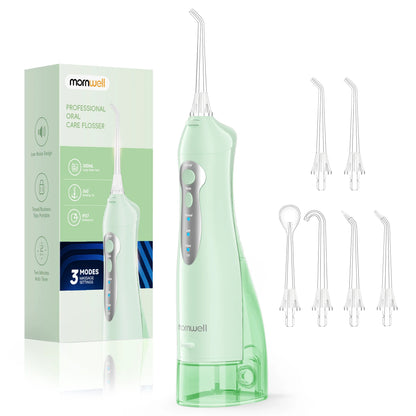 D52 Portable Cordless Water Flosser USB Rechargeable Water Jet Floss Tooth Pick 6 Jet Tip 300ml 3 Modes Teeth Clean for Travel
