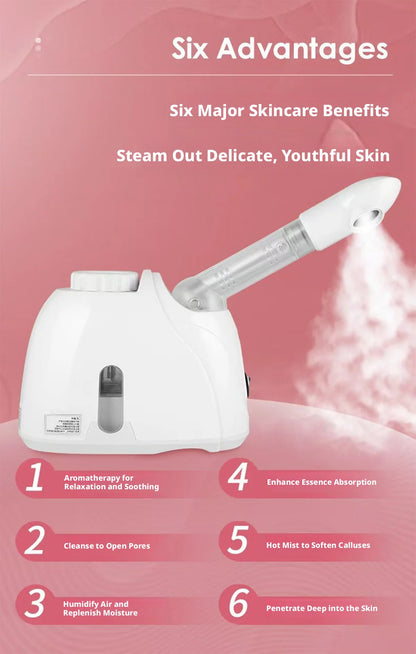 360° Rotatable Hot Mist Facial Steamer Multi-functional Home Spa Beauty Instrument Deep Hydration Skin Care Face Vaporizer