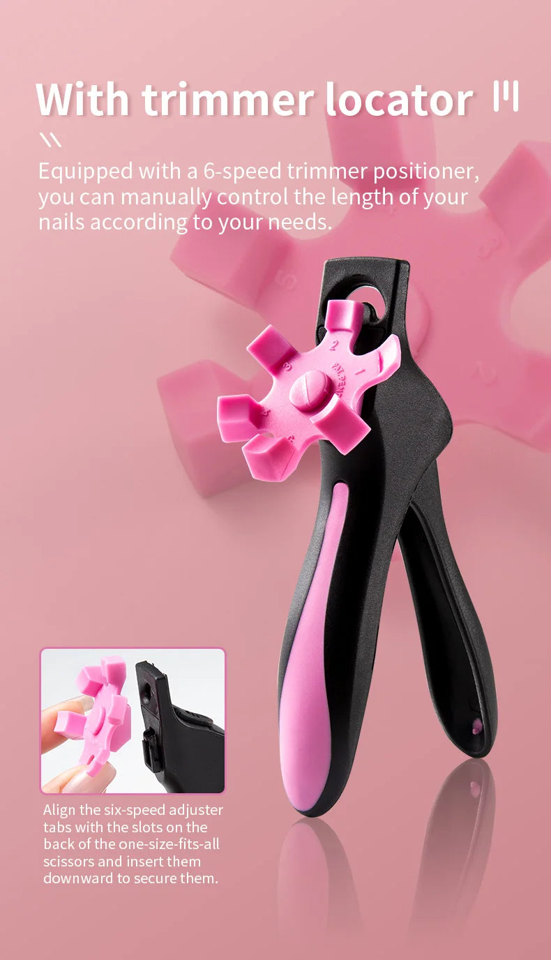 U-shaped French False Nail Scissors Acrylic Nail Clipper Adjustable Nail Tip Cutter Trimmer Manicure with Sizer Precise Cutting