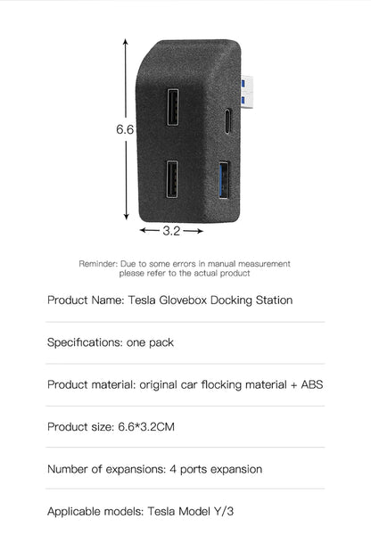 YZ For Tesla Model 3 Y Highland Juniper 2021-2025 Glove Box Flocking USB HUB Adapter Quick Charger Car Accessories