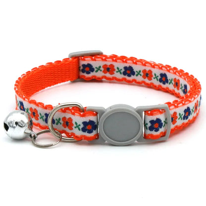 Hand Knitting Flower Pet Collar With Bell Colorful Retro Style Cat Collar Adjustable Safety Necklace For Puppy Cat Accessories