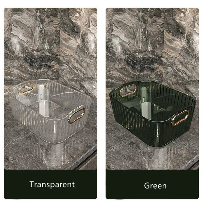 Rectangular Desktop Cosmetic Storage Drawer Stackable Green Box Acrylic Rack Sundries Snack Makeup Storage Basket Organizer