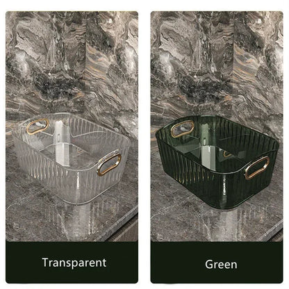 Rectangular Desktop Cosmetic Storage Drawer Stackable Green Box Acrylic Rack Sundries Snack Makeup Storage Basket Organizer