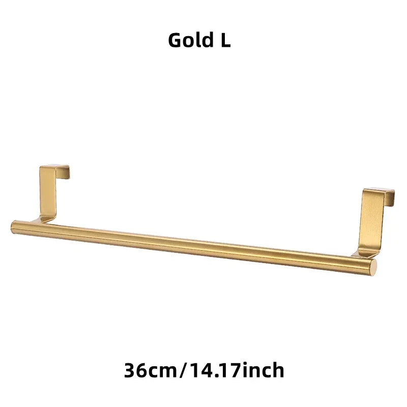 1Pcs Towel Rack Over Door Towel Bar Hanging Holder Stainless Steel Bathroom Kitchen Cabinet White Black Towel Rag Shelf Hanger